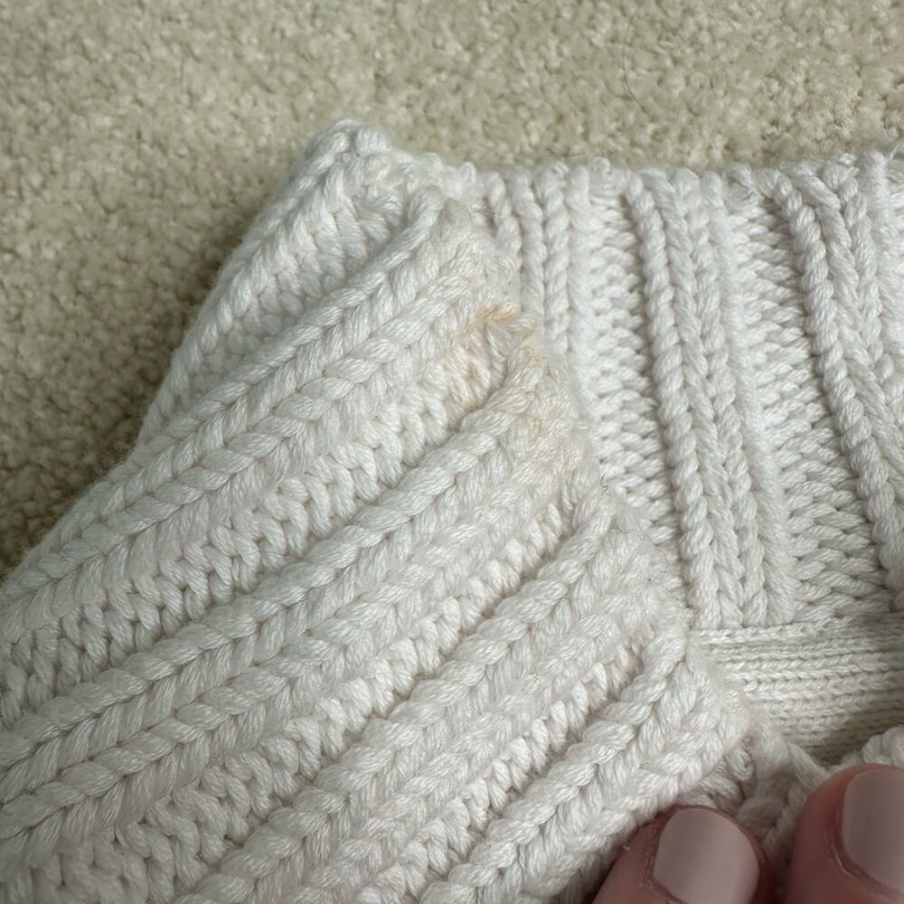 Free People White Mock Neck Sweater with Balloon Sleeves - Picture 5 of 9